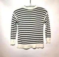 GU 薄手ニット　春　セーター　メンズ　トップス　ジーユー　ボーダー　白