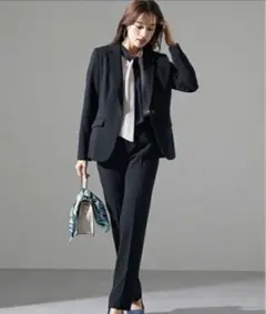 スーツ パンツスーツ セット セットアップ ウエストゴ厶 ネイビー ジャケット