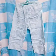 水色 リボン柄 パンツ ルームウェア パジャマ ゆめかわ ファンシー 古着
