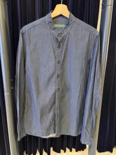 美品 CASEY CASEY バンドカラーシャツ S デニムブルー フランス製のサムネイル