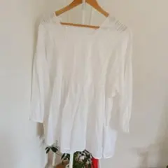 URBAN RESEARCH DOORS ピンタックレースギャザーブラウス
