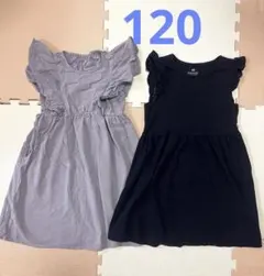 女の子　春夏　ノースリーブワンピース 120 ブルー　ネイビー