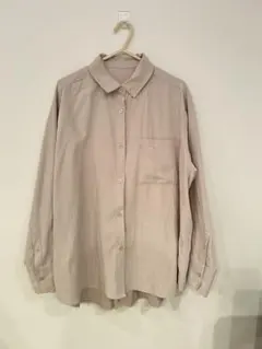 【BIGシャツ】ベージュ 長袖シャツ Fサイズ