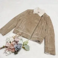 【ジーユー】GU フェイクムートンコート ジャケット ベージュ M ●