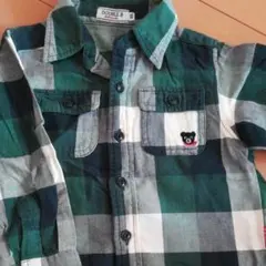 ダブルB男の子ミキハウス90ネルシャツチェック緑
