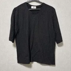 CALI ドット柄 五分袖トップス 黒