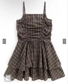 dk1357 チェック柄ドロストリボンミニワンピース 新品未使用