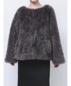 【WEB限定】カールフェイクファーコート （チャコールグレー）