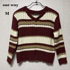one way Vネックセーター M ボーダー