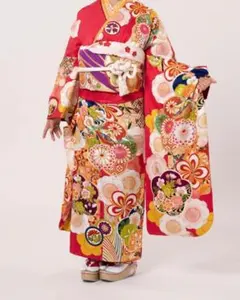 《美品》正絹　振袖9点フルセット【009】【身長150㎝〜160㎝の方用】