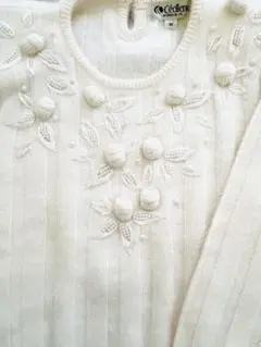 Céline 刺繍入りホワイトニット M 毛90%高品質のサムネイル