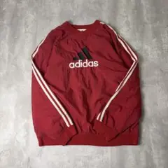 【常田着用モデル】90s adidas 刺繍ロゴ ナイロンプルオーバー レッド