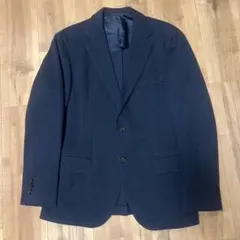 ネイビー シングルブレスト テーラードジャケット