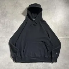 古着 00s リバースウィーブ ブラック フーディ パーカー 目無し スウェット