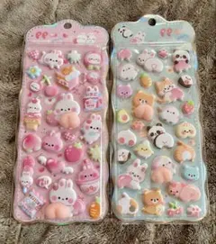 【大人気!】ぷくぷくシール　うさぎ柄　動物柄　2枚セット　おしりシール