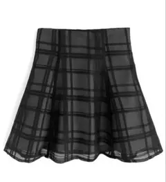 GRLインパン裏地付きチェック柄フレアミニスカート
