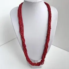 珊瑚 赤 レッド 多連 ロングネックレス 約70cm ヴィンテージ - メルカリ