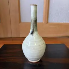 一輪挿し 鶴首 花瓶 陶器 流し釉 徳利型 花器 フラワーベース 和風 生け花