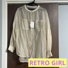 【新品】RETRO GIRL バンドカラーシアーシャツ エクリュ