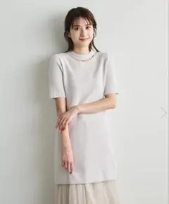 COCODEALニットレイヤーワンピース/半袖ワンピース　ライトベージュ