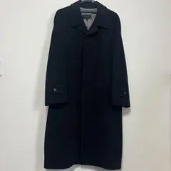 【美品】BALESTRINO イタリア製生地 ロングコート ステンカラー 黒 L
