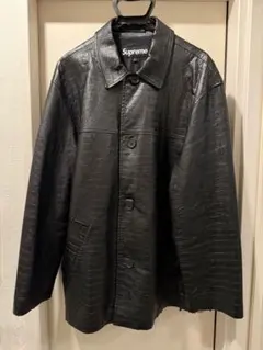 【希少】SUPREME 22ss Faux Croc Car Coat BLK Supreme - 【希少】SUPREME 22ss Faux Croc Car Coat BLKの通販 by