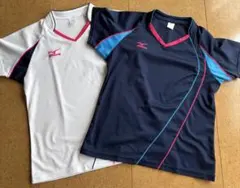 Mizuno バドミントンシャツ ホワイト/ネイビー M 2枚セット
