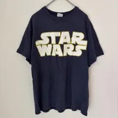 スターウォーズ 半袖 Tシャツ ロゴ M 紺 綿 デイリー