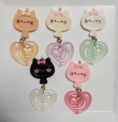 猫・猫チャーム・ハンドメイド・パーツ・キーリング・キーホルダー