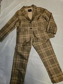 ブラウンチェック柄 スーツ 110cm