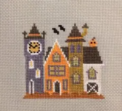クロスステッチ完成品 ハロウィンハウス