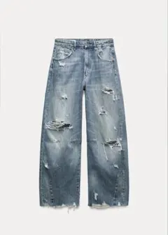 ZARA TRF BAGGYダメージ加工 ミッドライズ デニム34