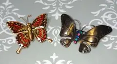 蝶々 ヴィンテージブローチ 2点セット
