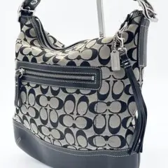 COACH シグネチャー ショルダーバッグ ブラック×シルバー タグ付き 