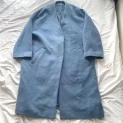 Mila Owen ミラオーウェン ノーカラーロングコート ブルー