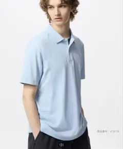 エアリズムコットンカノコポロシャツ S BLUE ブルー