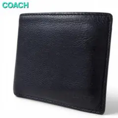 COACH 二つ折り財布 ブラック レザー シボ革本革 メンズのサムネイル