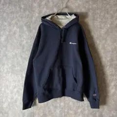 Champion チャンピオン スウェットパーカー L ネイビー 刺繍ロゴ古着
