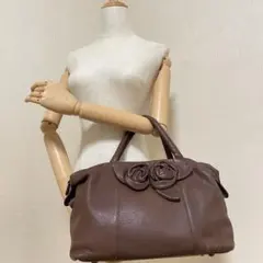 イビサ ハンドバッグ バッファロー レザー 薔薇モチーフ