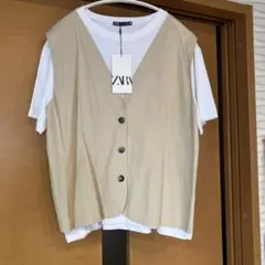 ZARA コントラストベストシャツ　新品