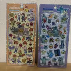 ディズニー プチドロップステッカー 2種セット ズートピア モンスターズインク