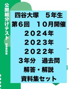 四谷大塚　5年生　組分けテスト　3年分　第6回　過去問フルセット　早稲アカ