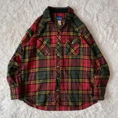 80s 90s ラングラー ウエスタンネルシャツ ヘビネル クリスマスカラー