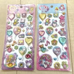 【正規品】ぷくキラシール　まじかるみゅーちゃん、フワフワらびちゃん2枚セット