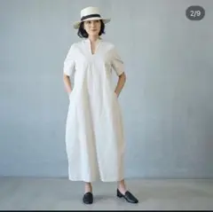 美品】アトリエナルセ リネン ワイドギャザー ワンピース/ペールミント