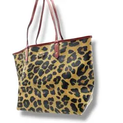 コーチ　リバーシブルトートバッグ　レオパード柄　PVC レザー