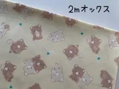 2m　クマ　ファンシー　プリント　コスモ　オックス　生地　クリーム　362