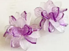 年代物 未使用 西ドイツ製 クリア ピンク 大きなお花vintageイヤリング