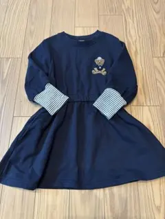 【美品】petit main くま刺繍ワンピース　110cm