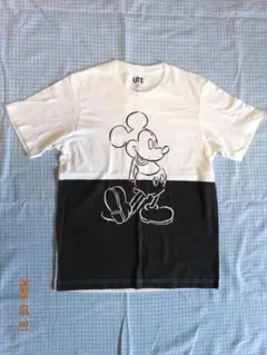 【ほぼ未使用、送料込】ミッキーマウス白黒Tシャツ（Sサイズ）／ ユニクロ